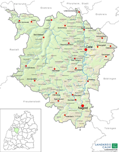 Landkreiskarte St&auml;dte und Gemeinde