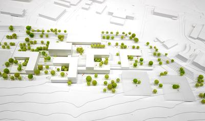 Bild vergr&ouml;&szlig;ern: Modell des Siegerbeitrags der Bietergemeinschaft Ingenieurb&uuml;ro Prof. Dr. Ing. Vogt Planungsge-sellschaft mbH (Leipzig)/HDR GmbH (Stuttgart).