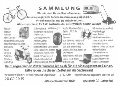 Bild vergr&ouml;&szlig;ern: Mit diesen Wurfzetteln wird derzeit f&uuml;r die nicht legale Sammlung geworben.